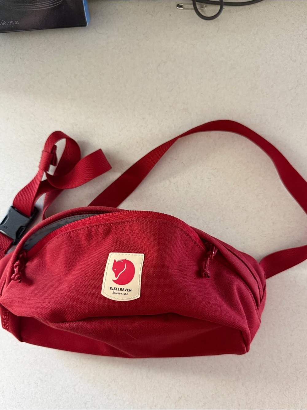 Fjallraven Red Crossbody Waist Bag with Logo Patch